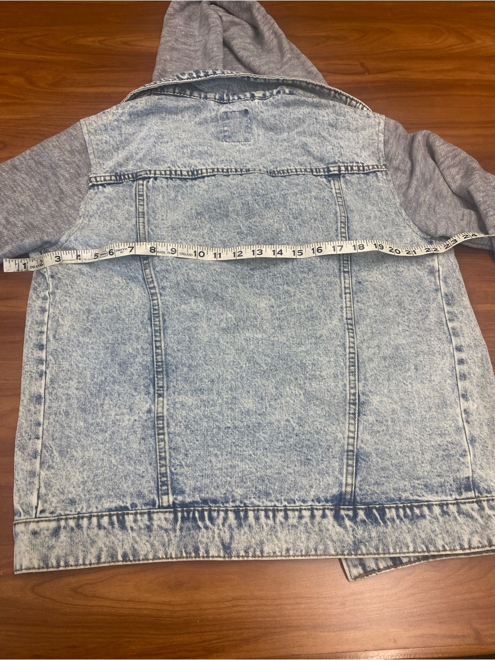 Original Use Denim Jacket Men S Sweatshirt Hoodie Acid Wash Lightweight Pockets - Picture 9 of 13